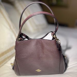 Coach Edie 57125 Pebbled 31 Oxblood Red Leather Tote